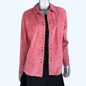 FIELDGEAR Pink Leather Snap Closure Shirt M